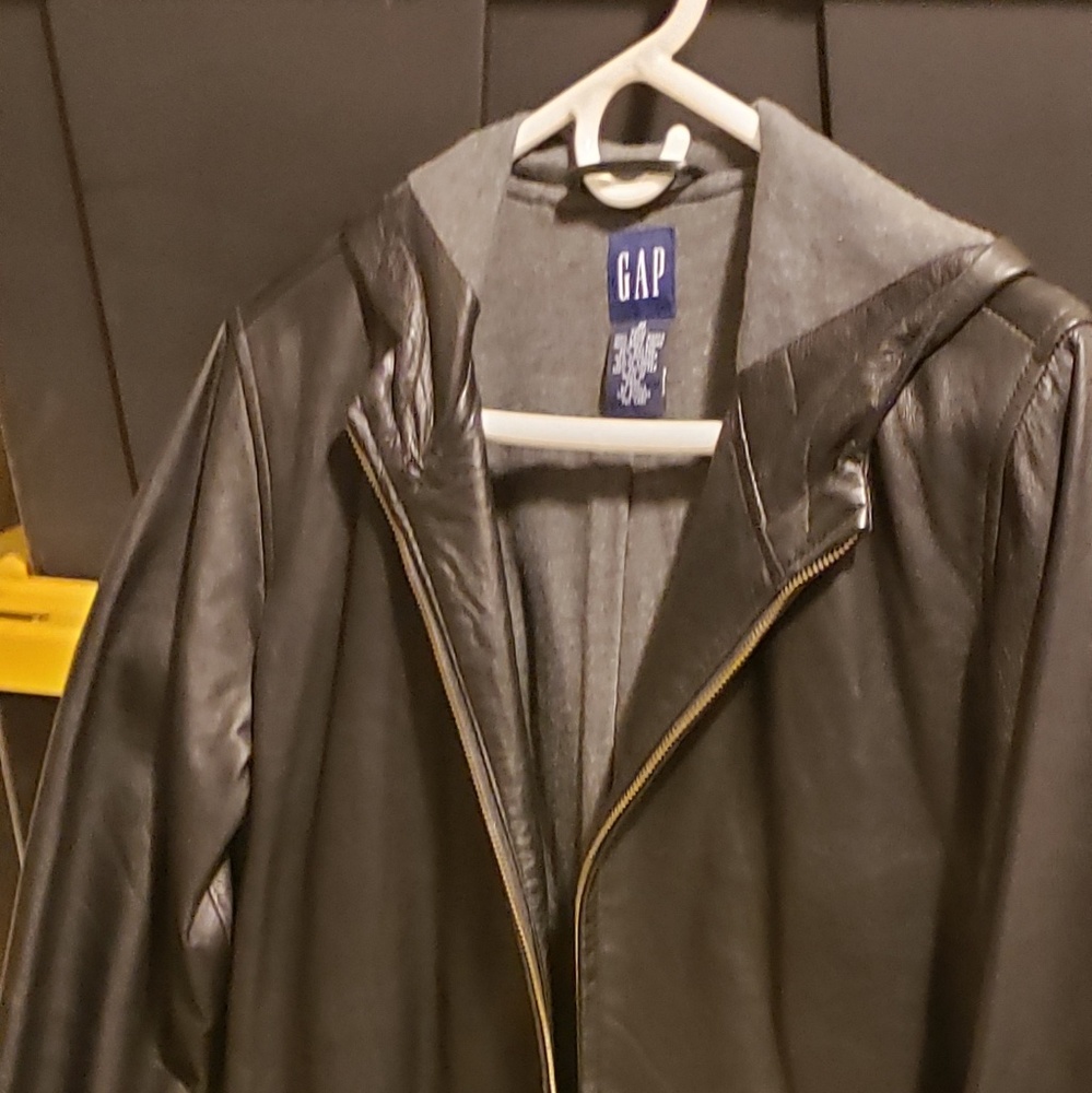 Gap black leather coat
